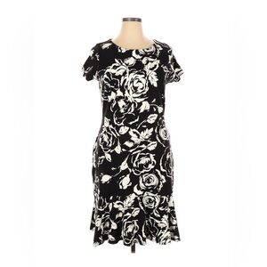 Lauren Ralph Lauren Women’s XL Floral Midi Dress Ruffle Hem Short Sleeve Stretch